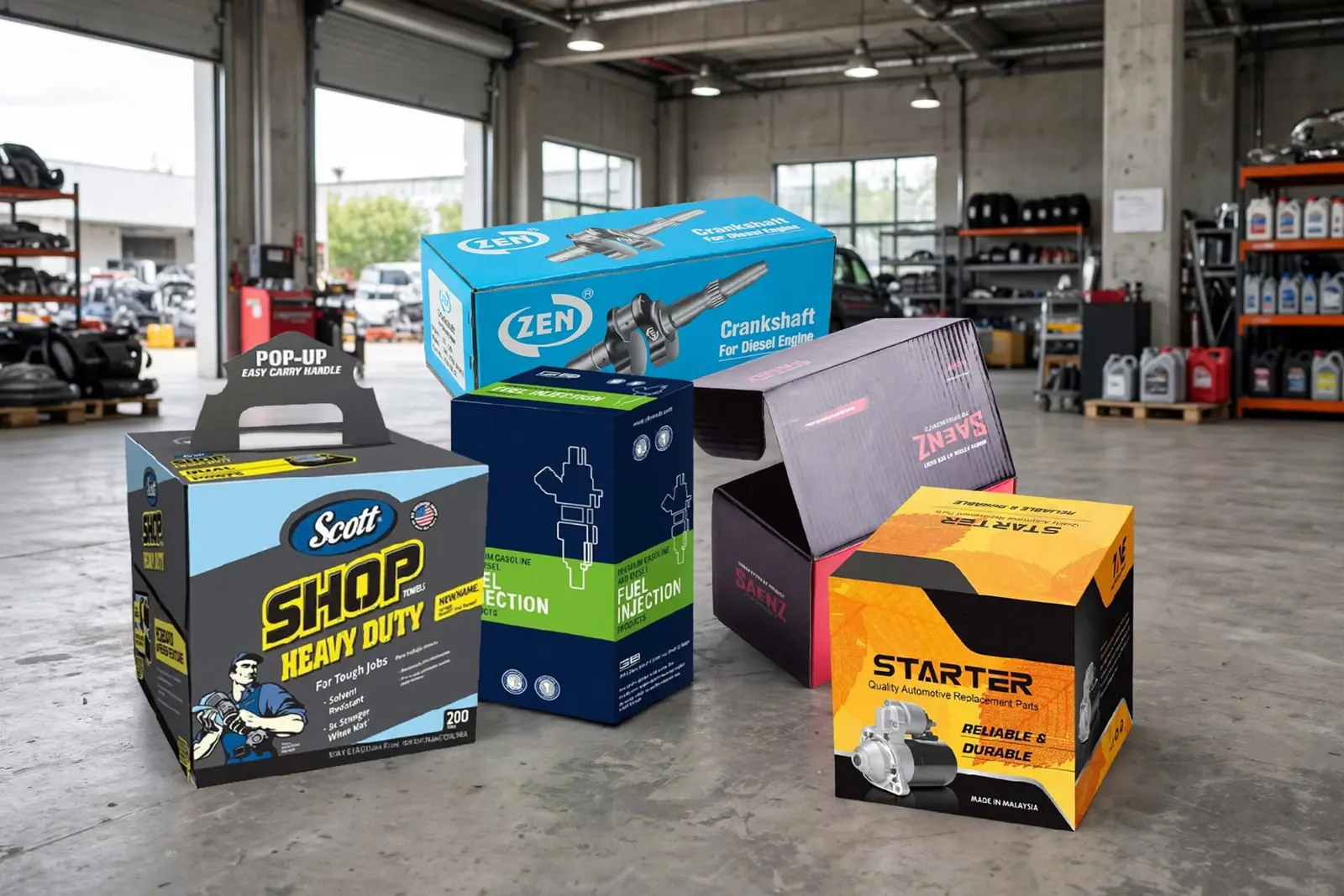 Custom Automotive Boxes in a range of printed designs