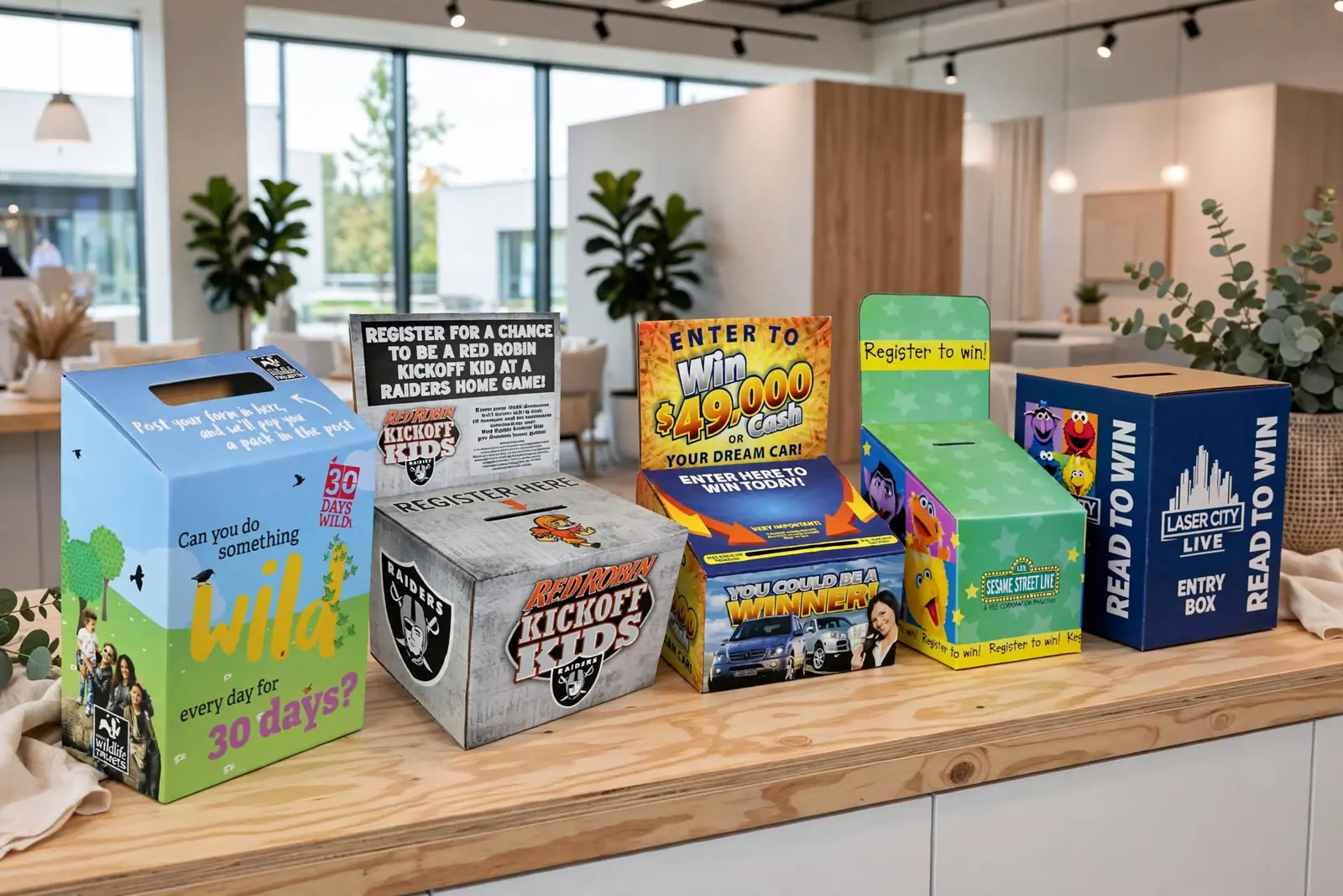 Custom Ballot Boxes in a range of printed designs
