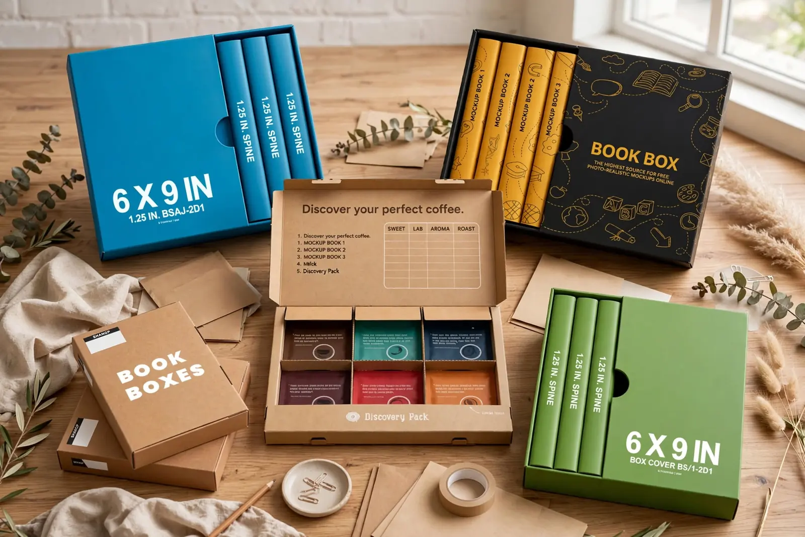Custom Book Boxes in a range of printed designs