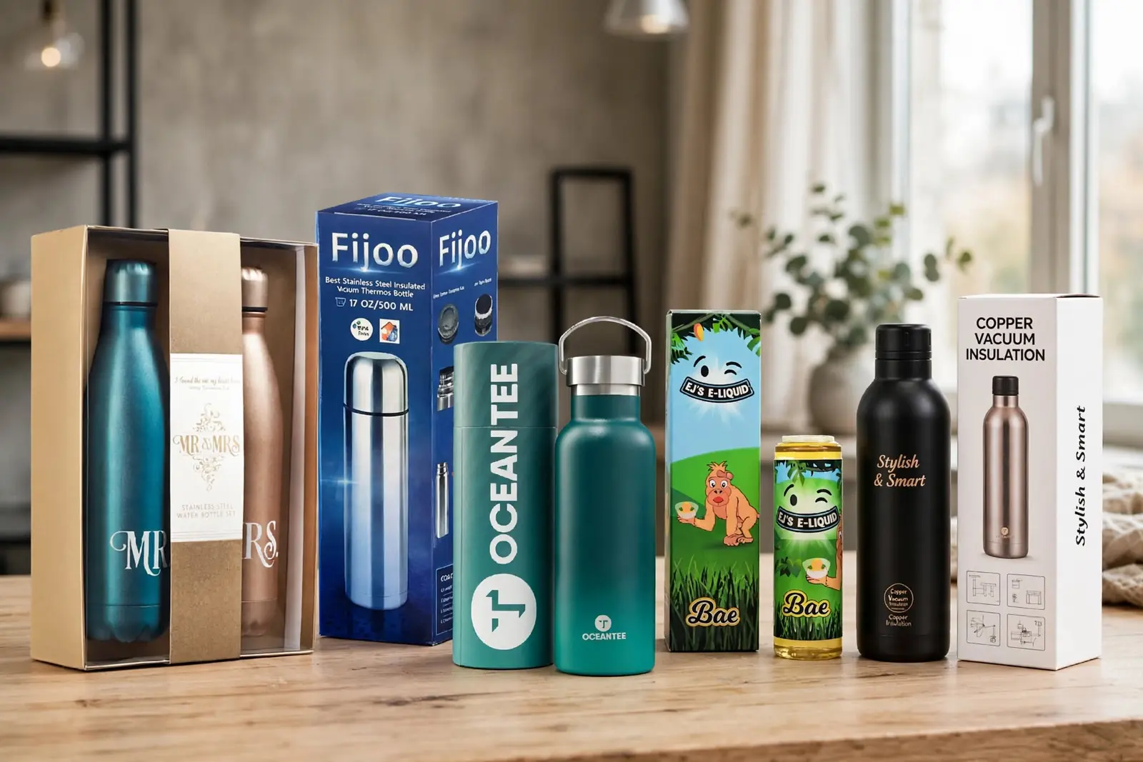 Custom Bottle Boxes in a range of printed designs
