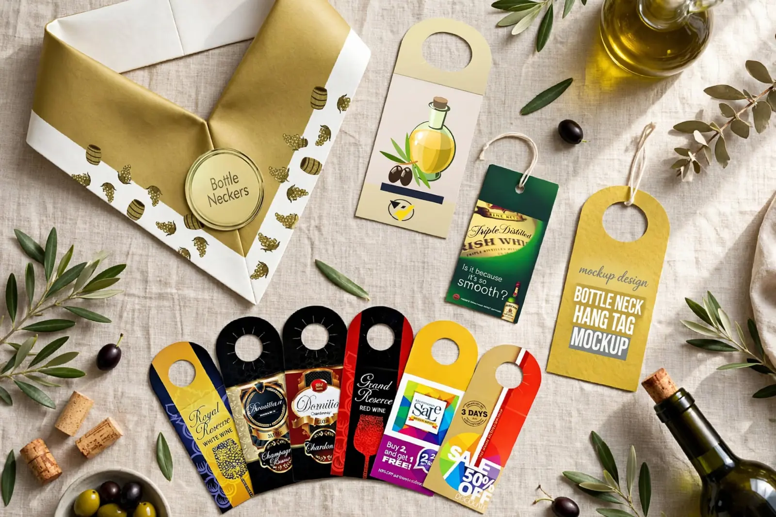 Custom Bottle Neckers in a range of printed designs
