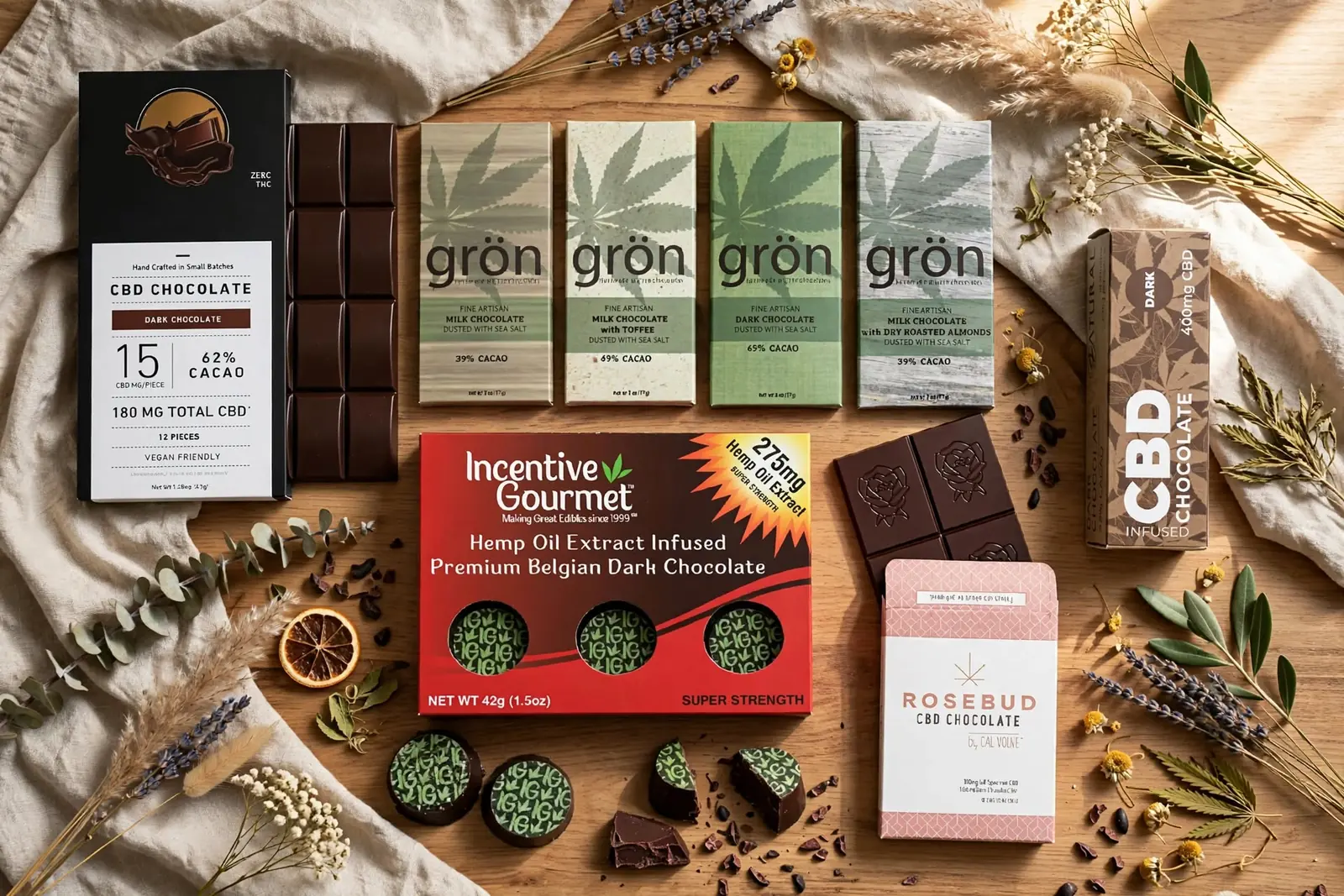 Custom CBD Chocolate Boxes in a range of printed designs