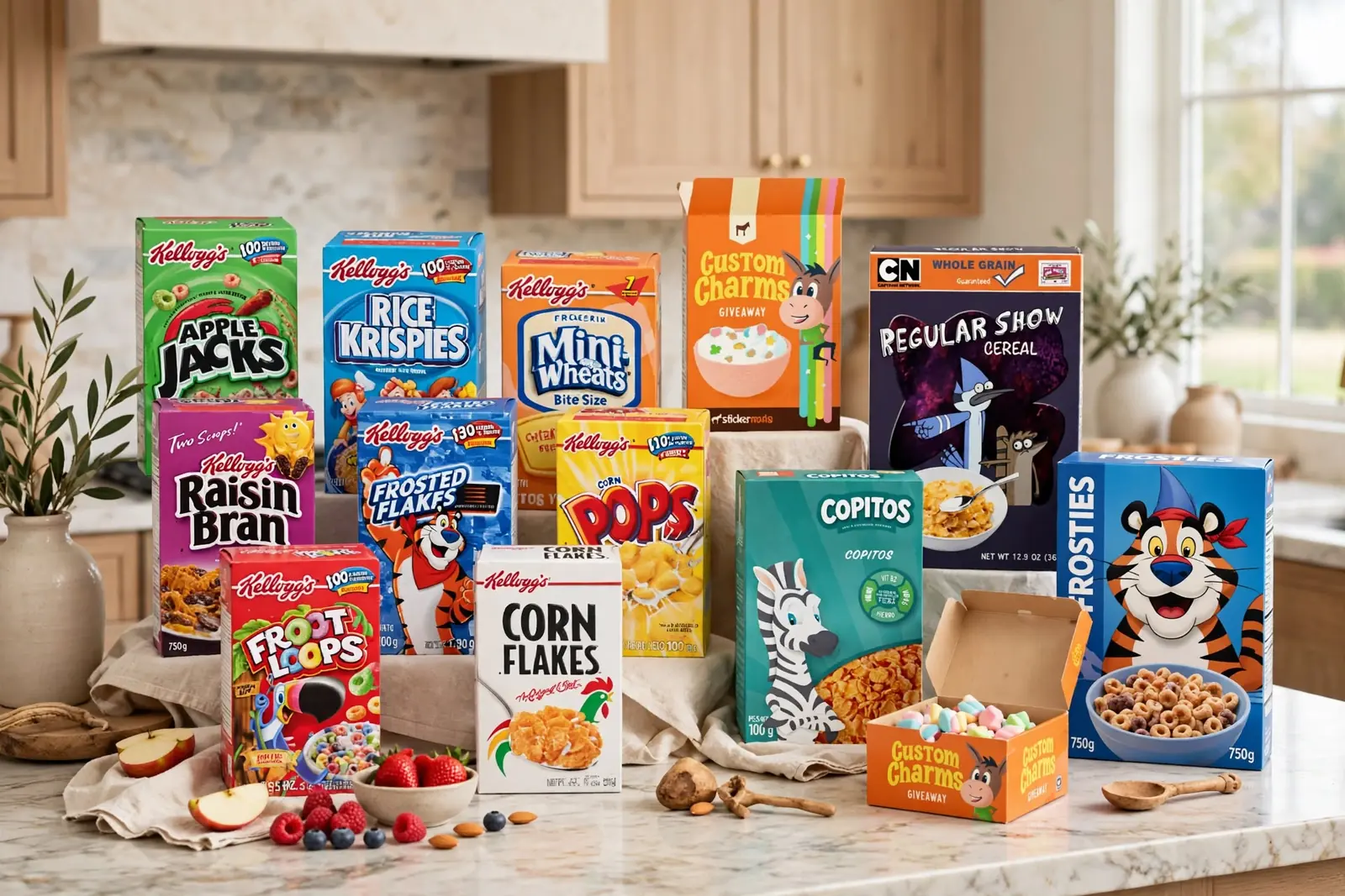 Custom Cereal Boxes in a range of printed designs