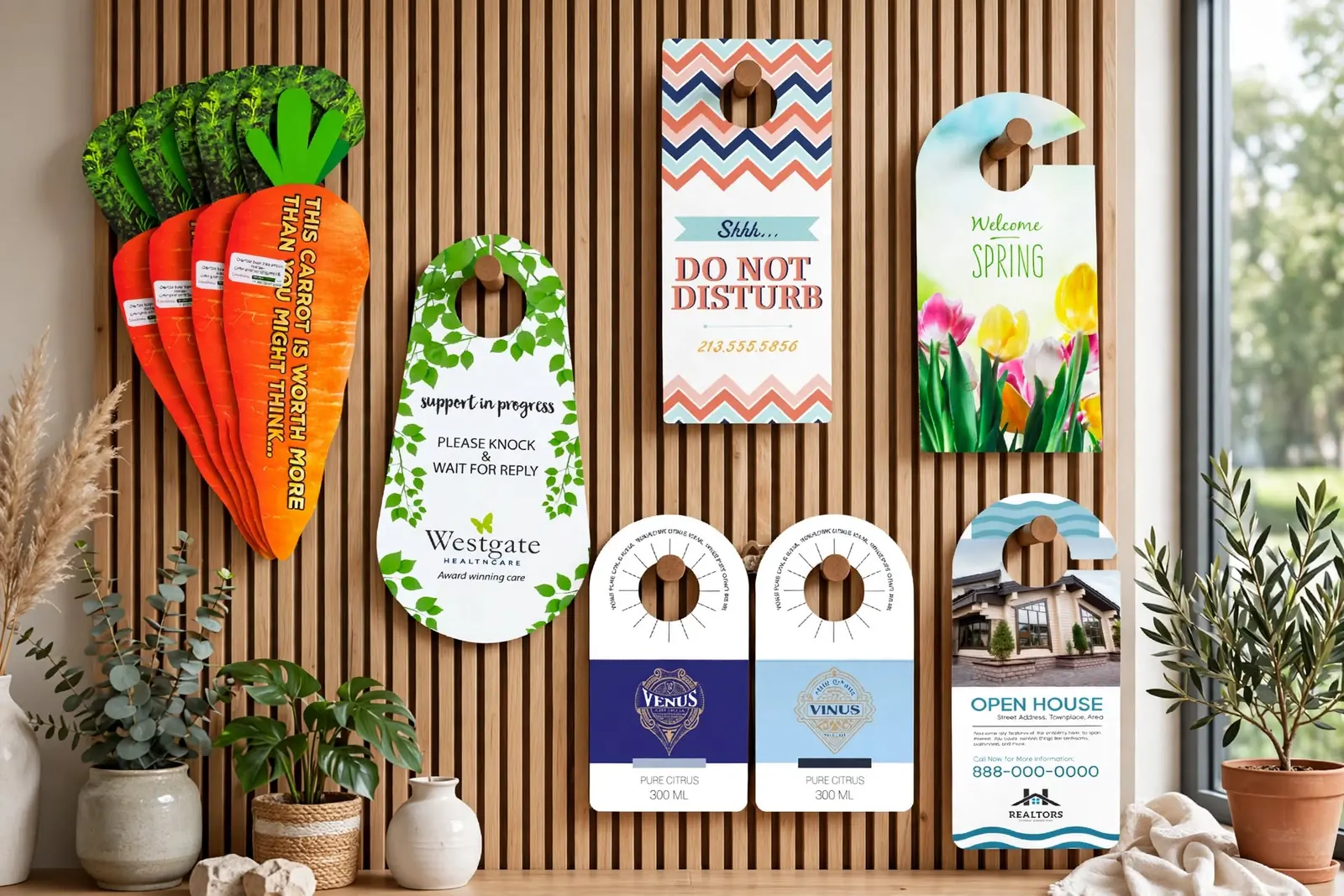 Custom Door Hangers in a range of printed designs