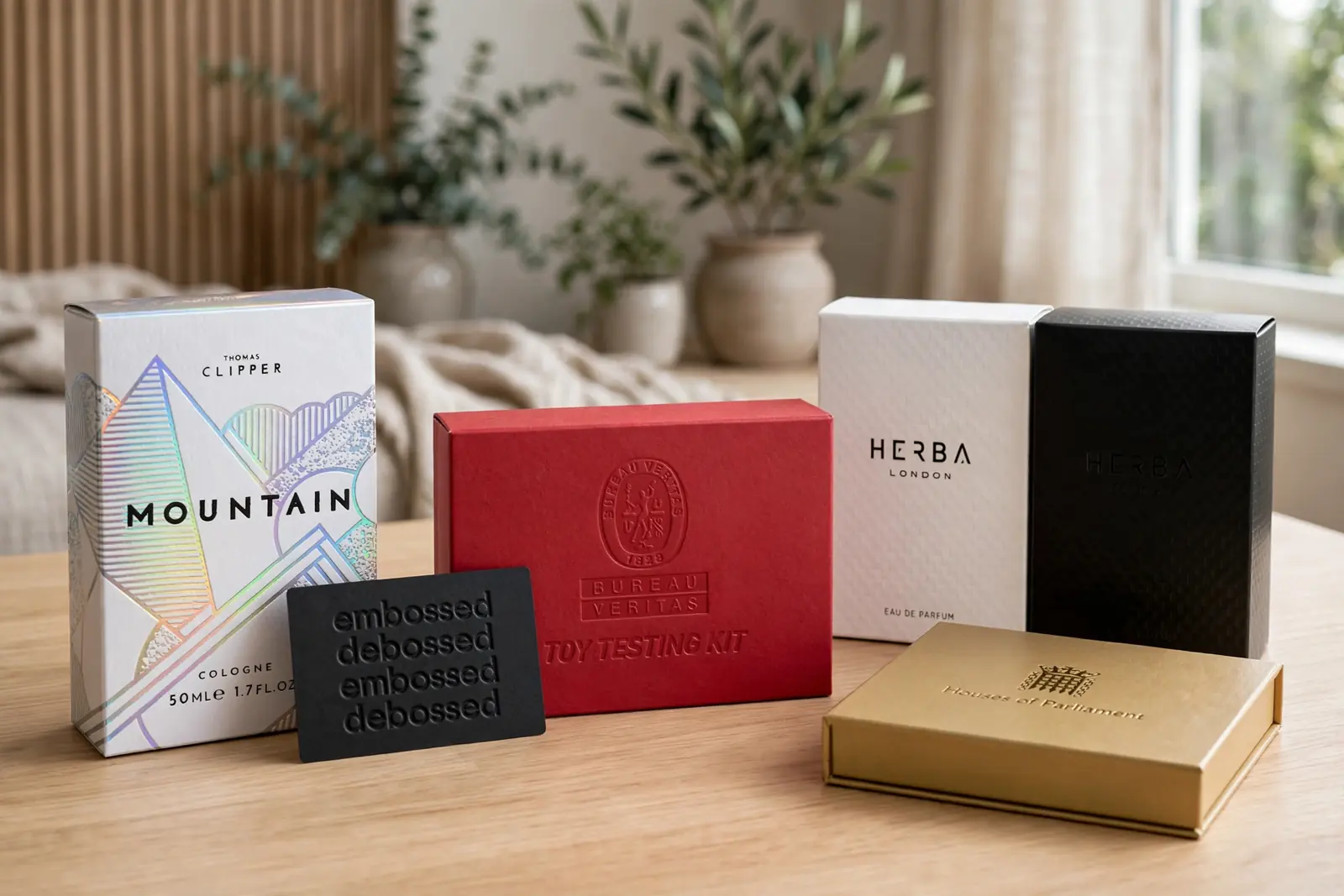 Custom Embossing & Debossing Boxes in a range of printed designs