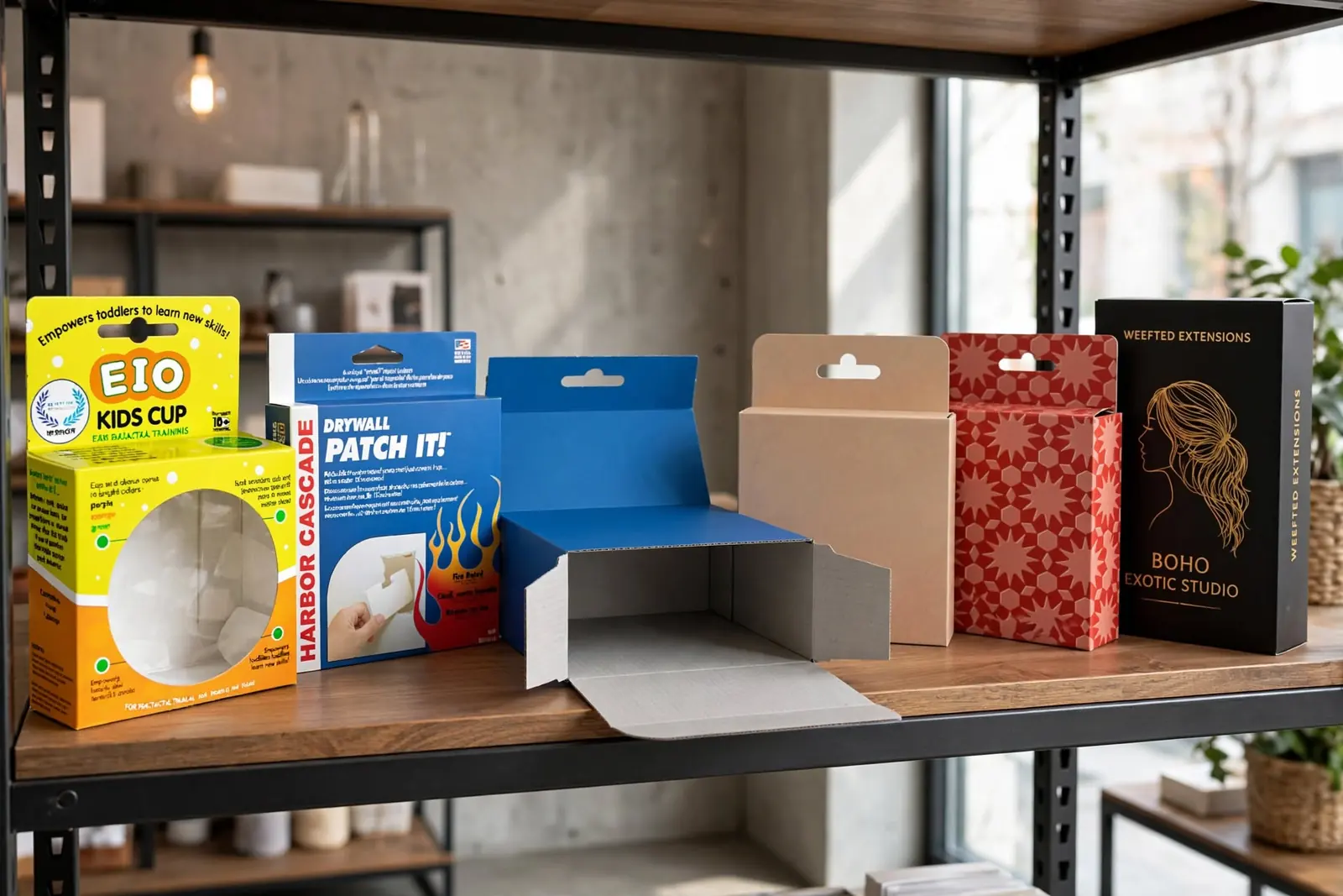 Custom Five Panel Hanger Boxes in a range of printed designs
