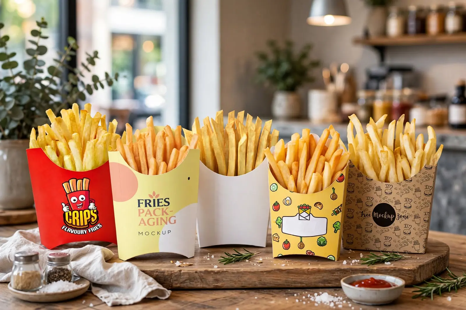 Custom Fries Boxes in a range of printed designs
