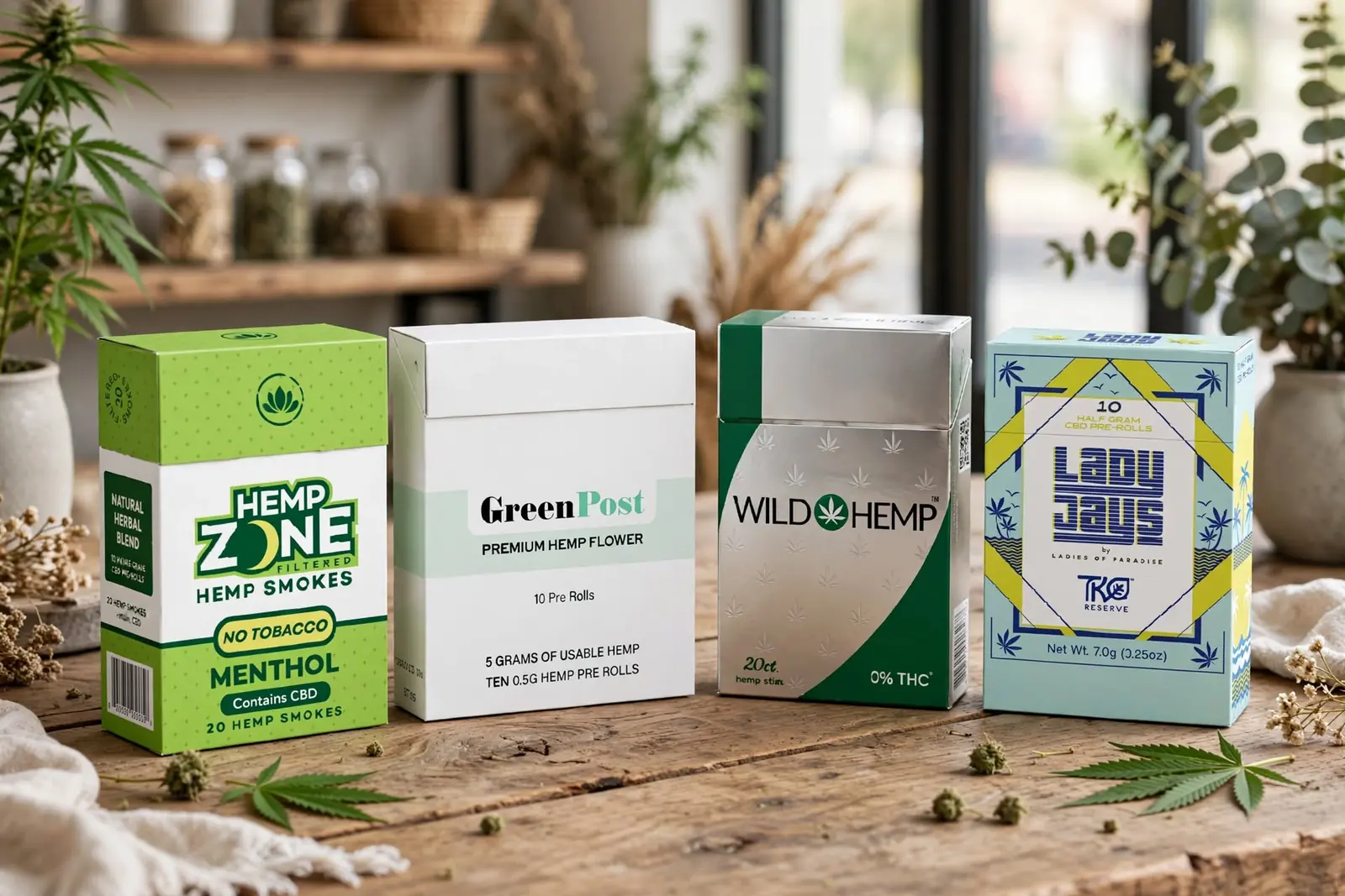 Custom Hemp Cigarette Boxes in a range of printed designs