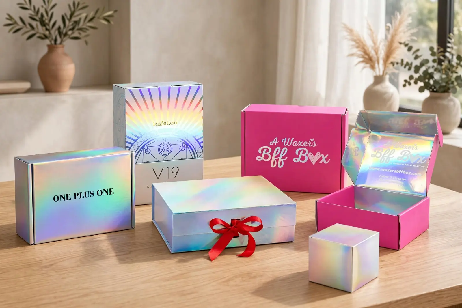Custom Holographic Boxes in a range of printed designs