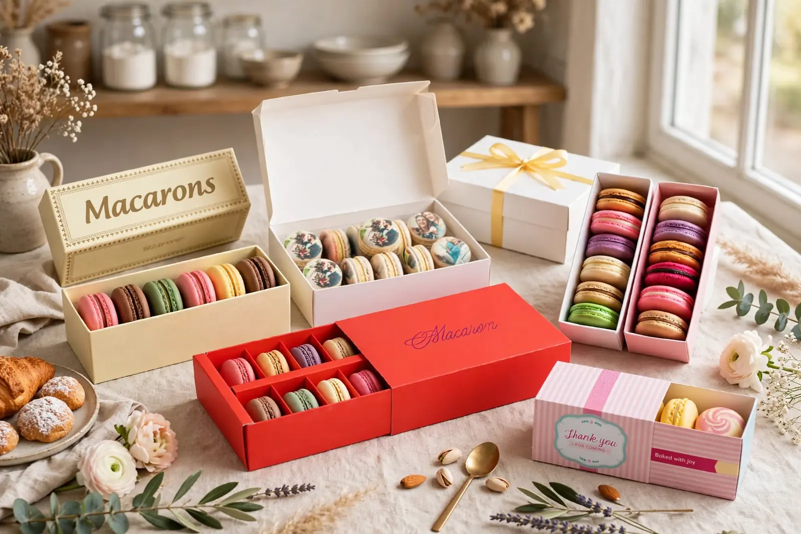 Custom Macaroon Boxes in a range of printed designs