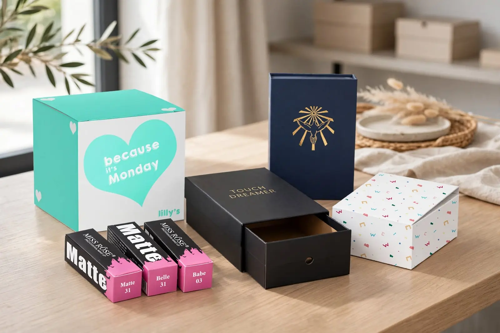 Custom Matte Boxes in a range of printed designs