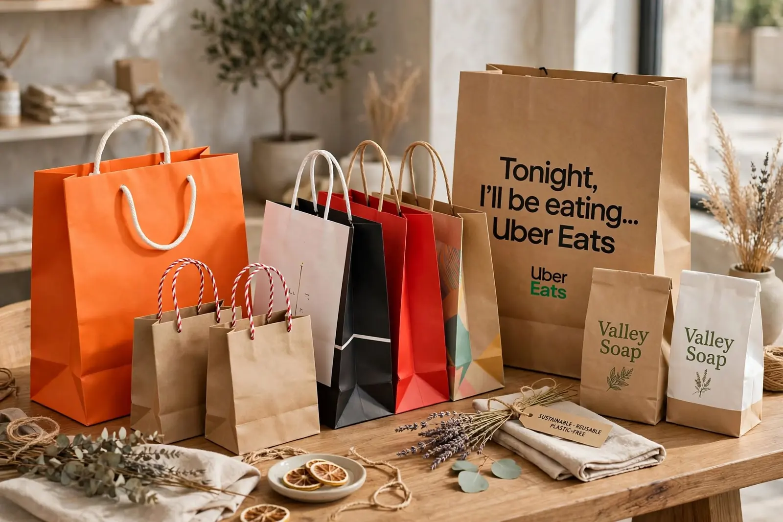 Custom Paper Bags in a range of printed designs