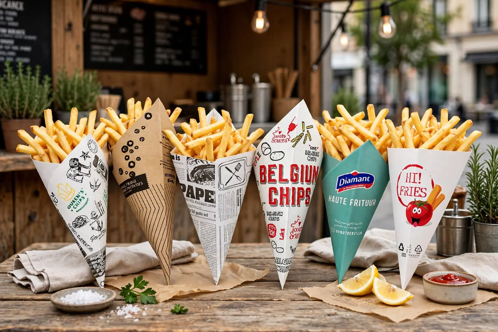 Custom Paper Cones in a range of printed designs