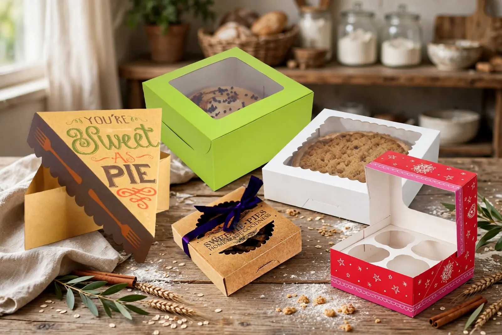 Custom Pie Boxes in a range of printed designs
