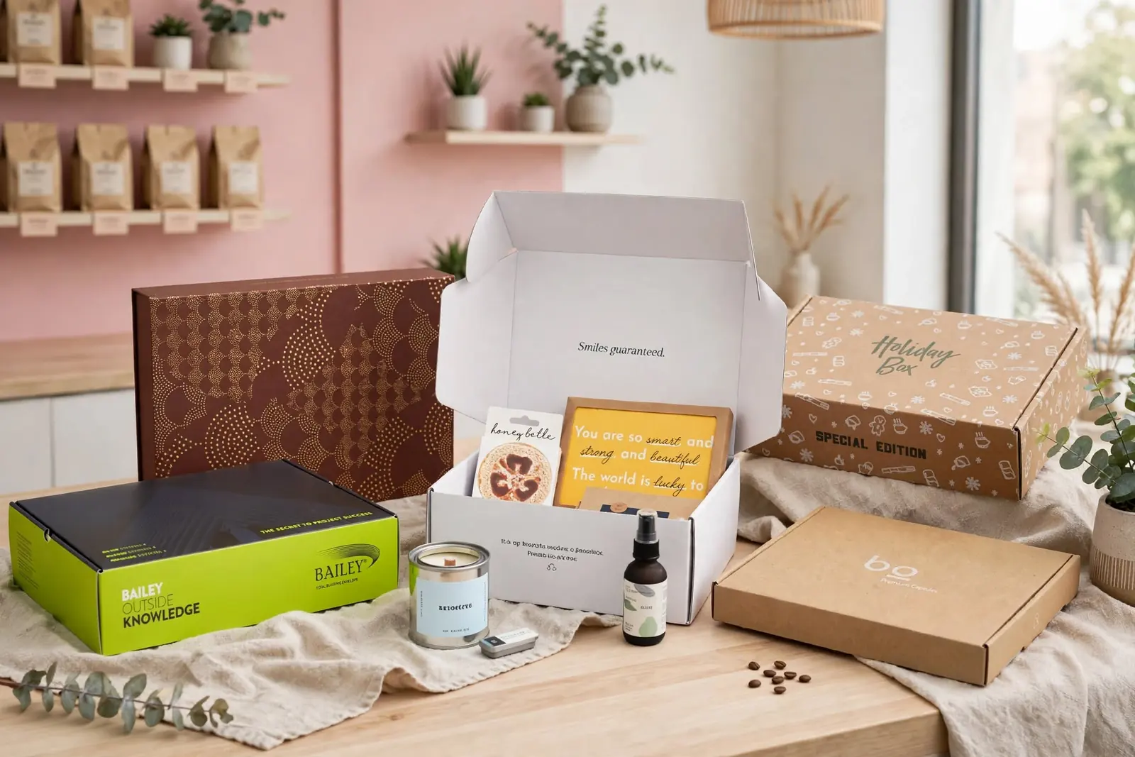 Printed subscription mailers opened to show contents