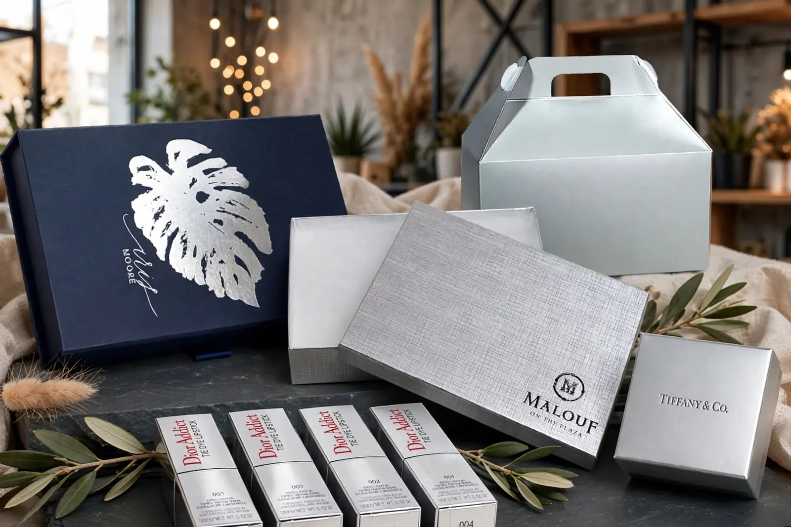 Custom Silver Foil Boxes in a range of printed designs