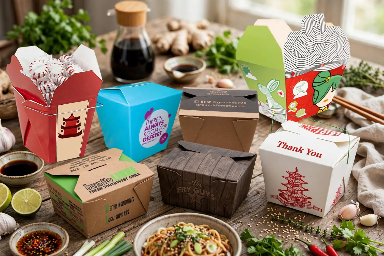 Custom Take-out Boxes in a range of printed designs