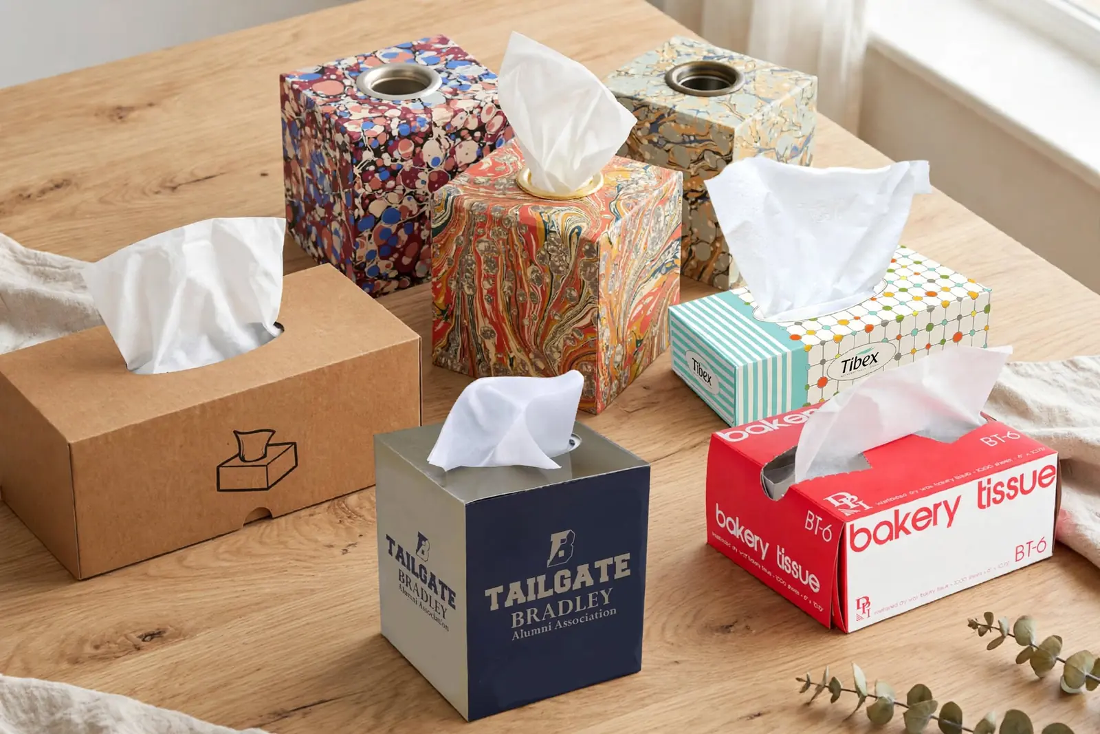 Custom Tissue Boxes in a range of printed designs