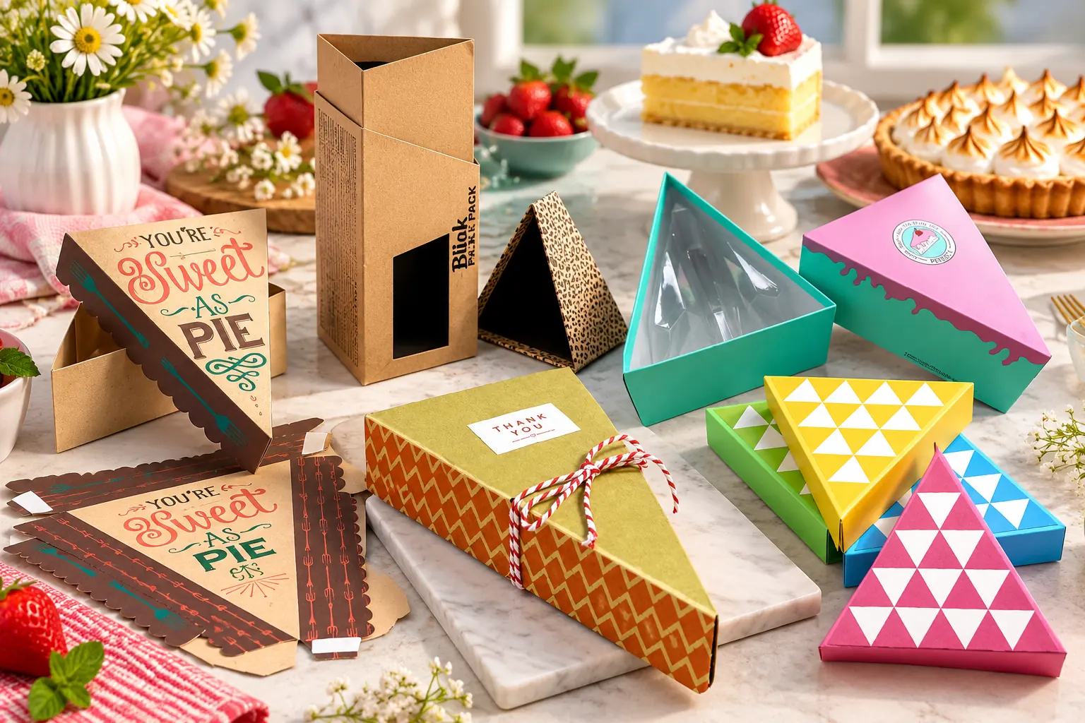 Custom Triangle Boxes in a range of printed designs