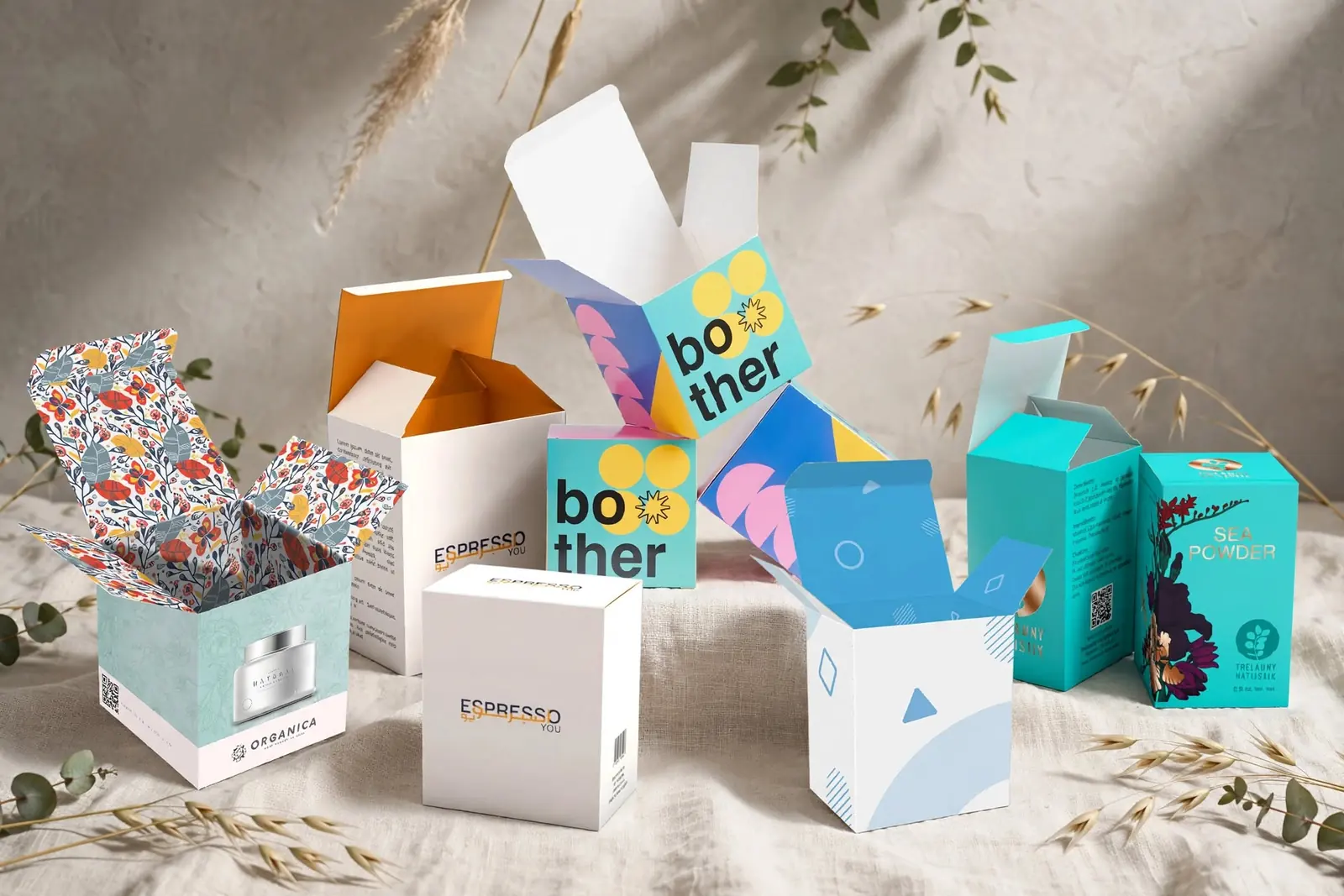 Custom Tuck In | End Boxes in a range of printed designs