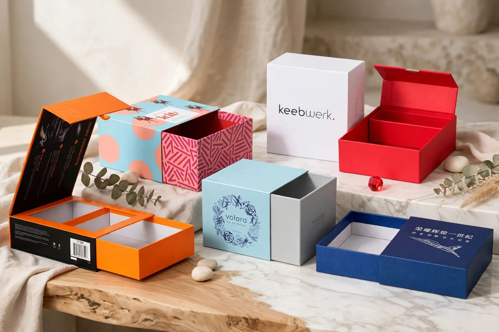 Custom Two Piece Boxes in a range of printed designs