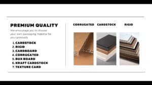 a picture of different types of packaging materials with three paper stocks