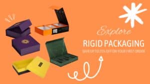 four rigid boxes on a orange background