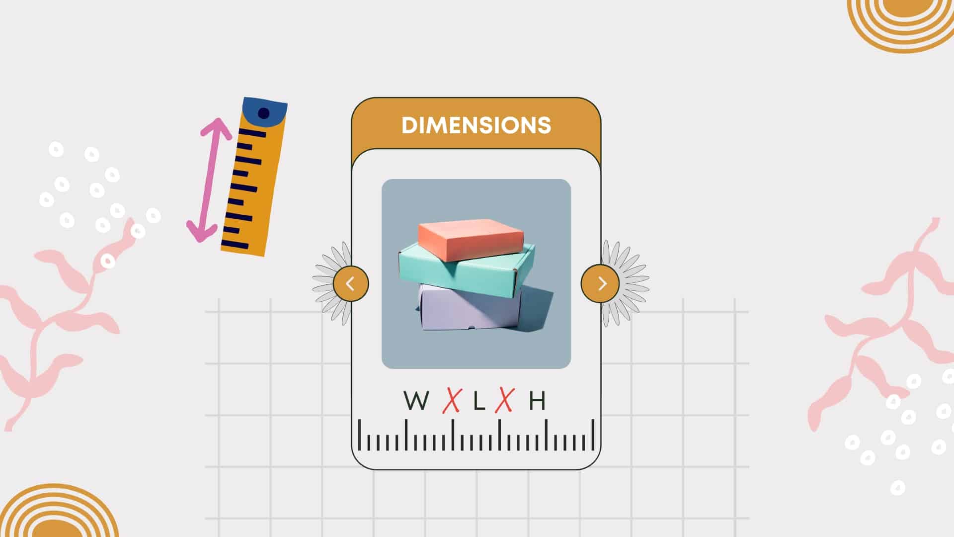 a beautiful graphic picture of the boxes measurement inside a block